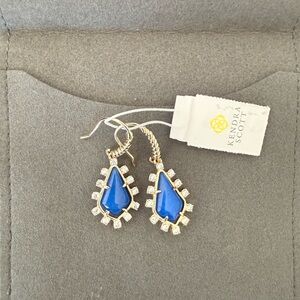 Kendra Scott Blue and Gold Teardrop Earrings